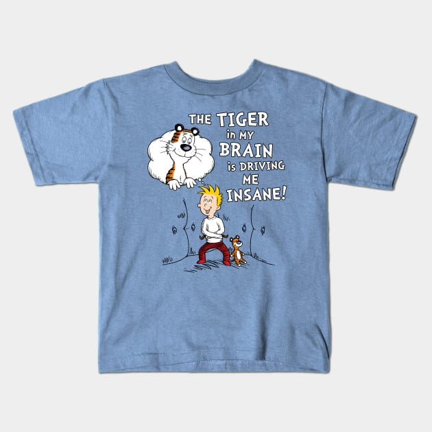 The Tiger in My Brain Kids T-Shirt by mikehandyart